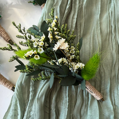 Aesthetic Groom Boutonniere with Eucalyptus and Dried Flowers