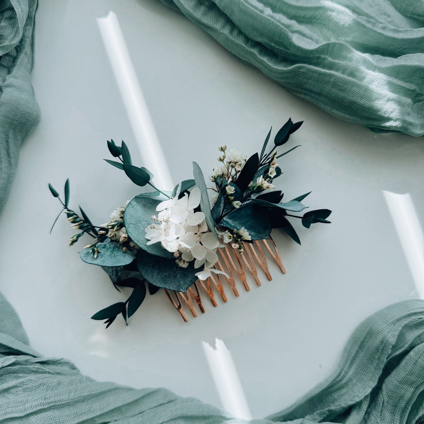 Floral Hair Comb with Eucalyptus