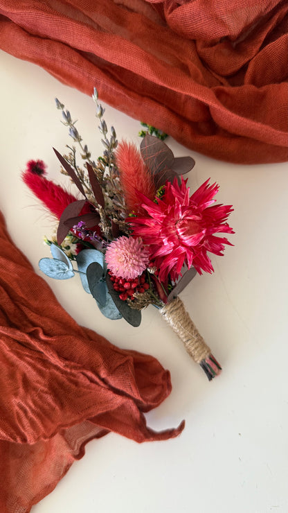 Dried Bridal Bouquet | Eucalyptus & Romantic Red