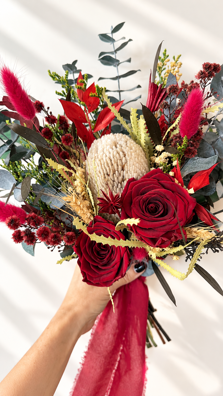 Burgundy Australian Native Wedding Bouquet