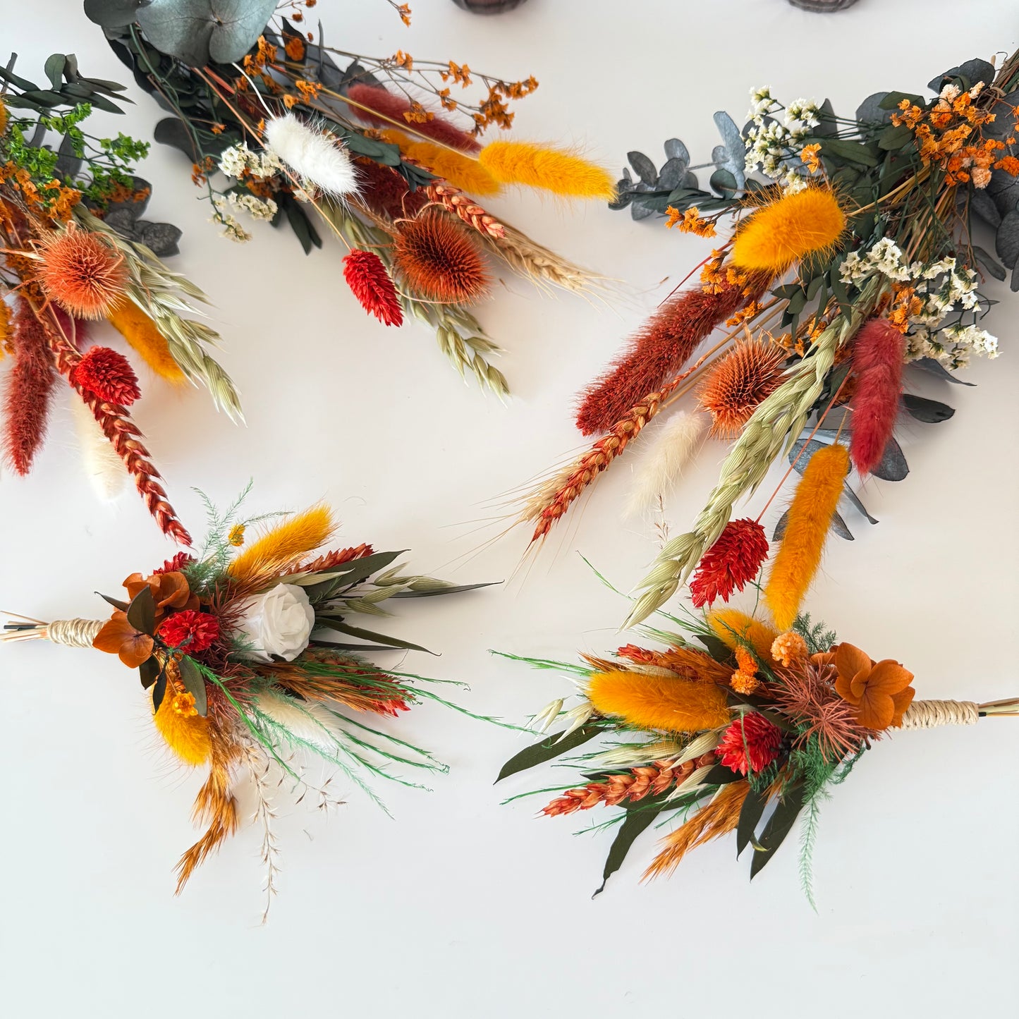 Dried Bridal Bouquet Orange and Green