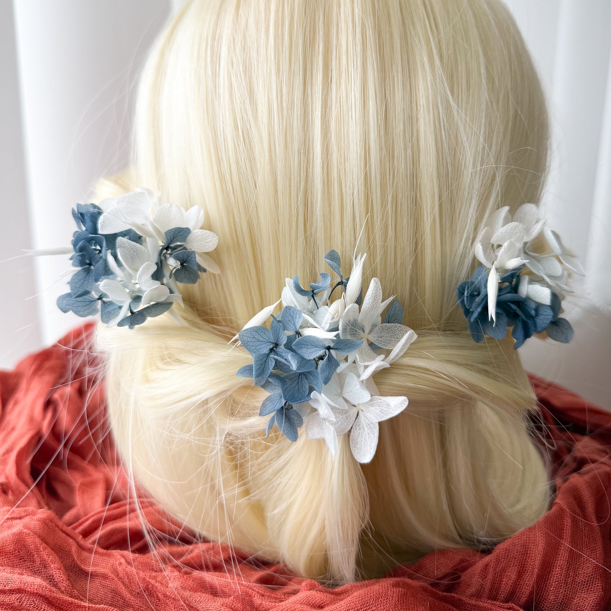 Dusty blue bridal hair pins set of 3
