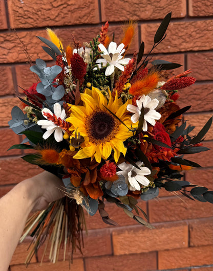 Boho Bridal Bouquet with Sunflower & Dried Florals | Australia