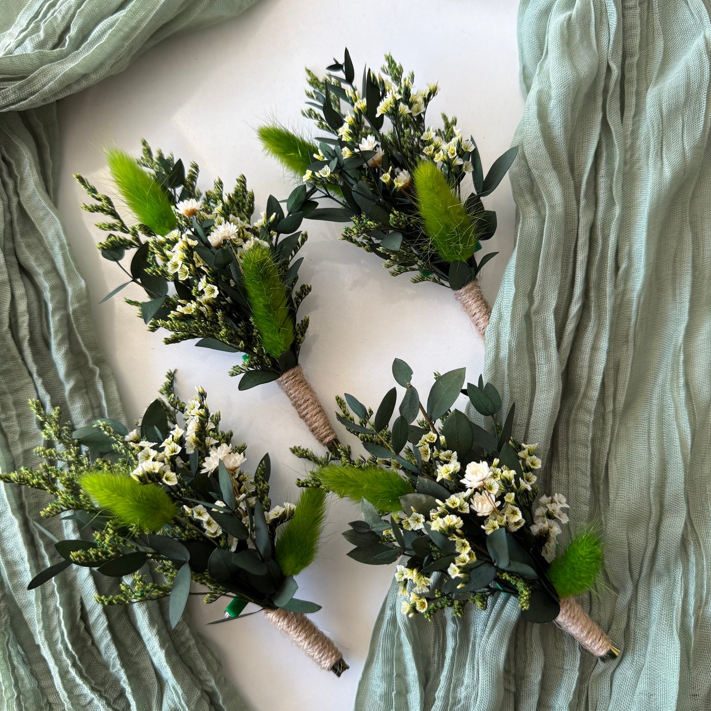 Aesthetic Groom Boutonniere with Eucalyptus and Dried Flowers