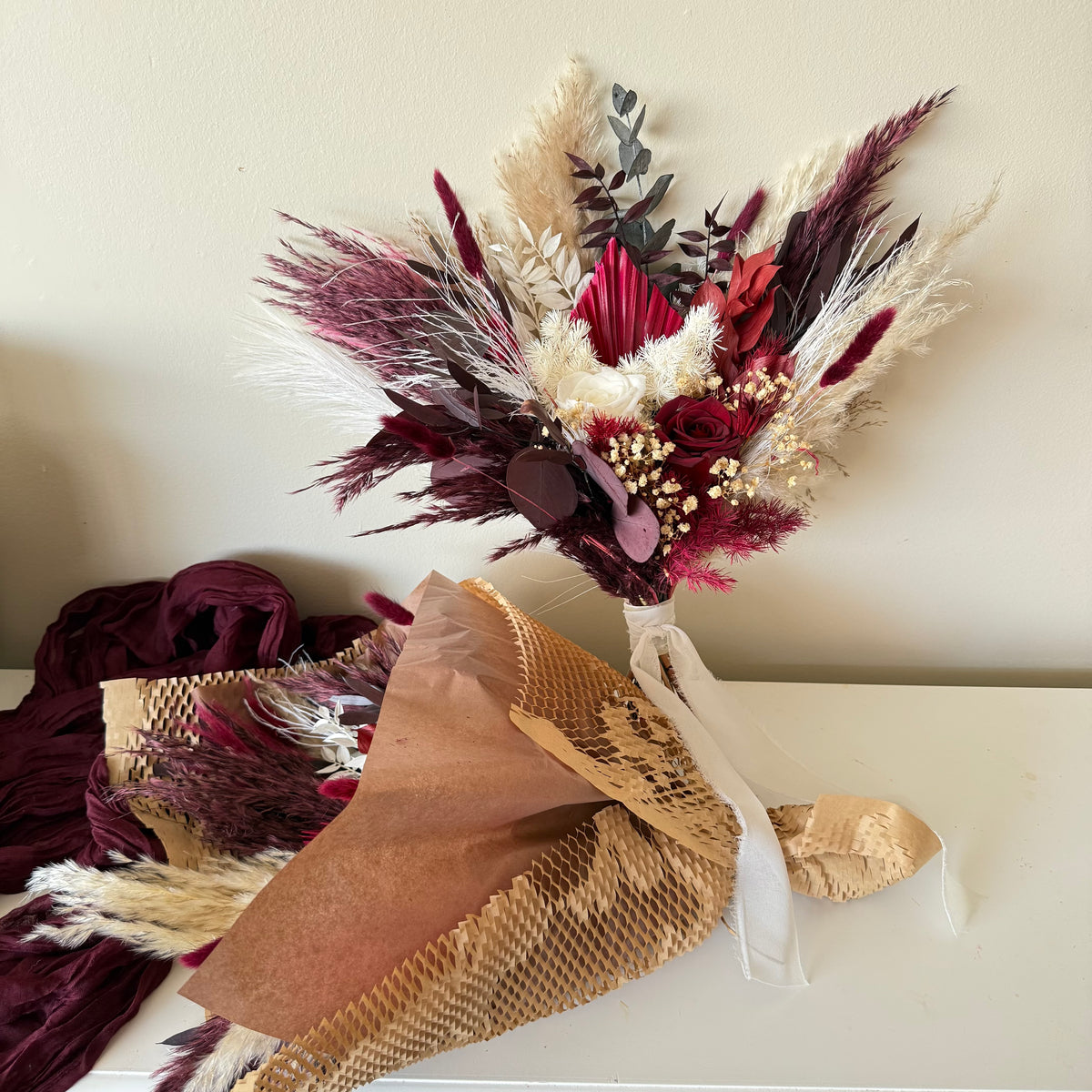 Dried Bridal Bouquet "Burgundy Dream"