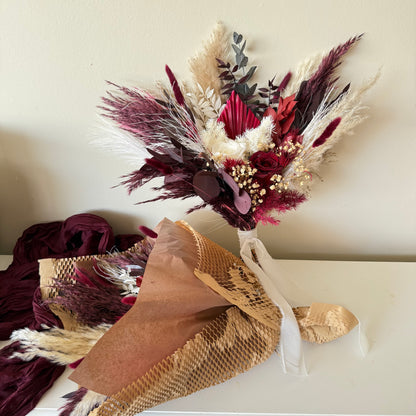 Dried Bridal Bouquet "Burgundy Dream"