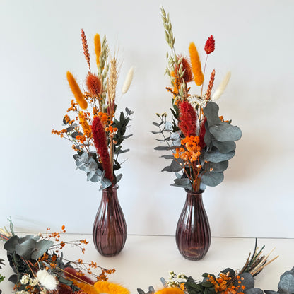 Rustic Burnt Orange Preserved Flower Decor