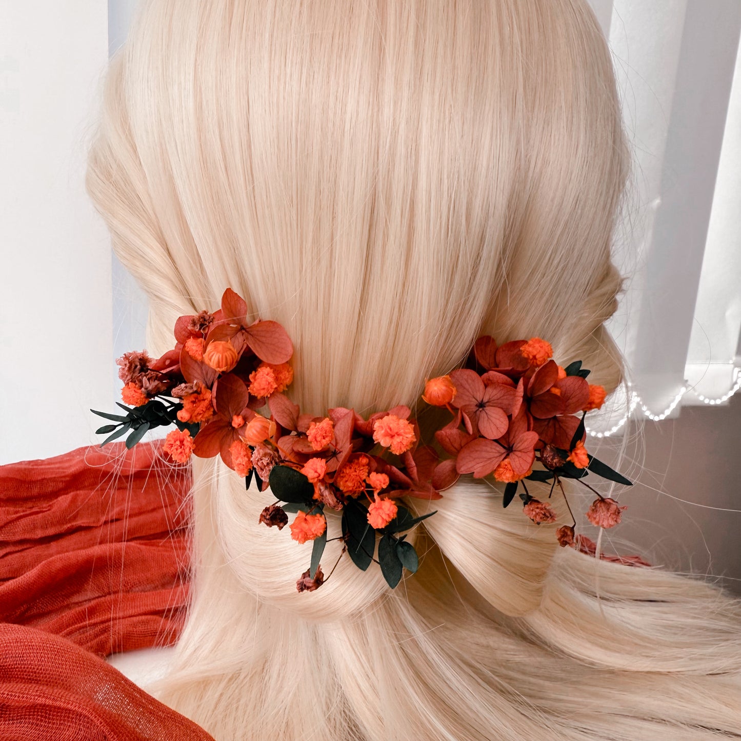 Autumn Floral Hair Pins with Green Eucalyptus