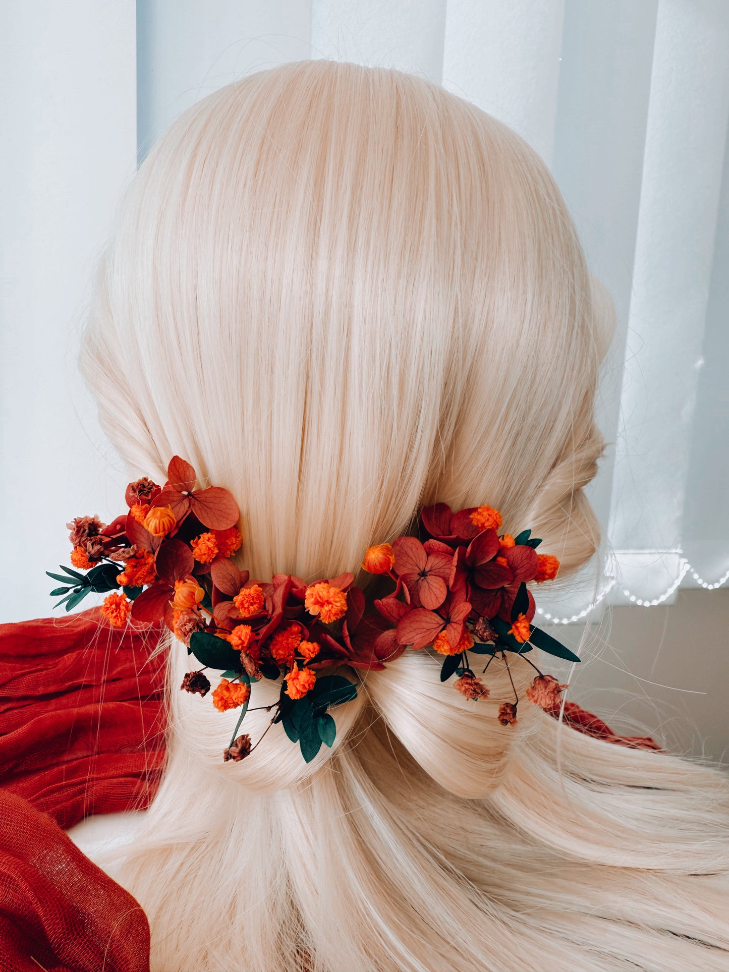 Autumn Floral Hair Pins with Green Eucalyptus
