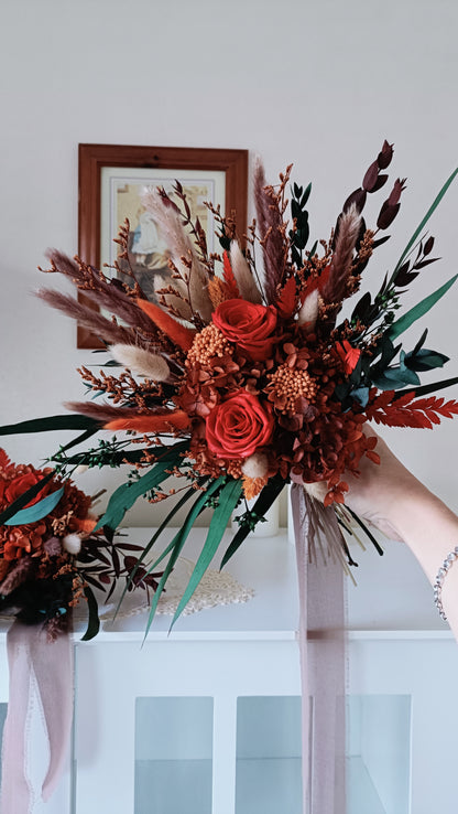 dry flower bouquet wedding, burnt orange bouquet, dry flower bouquet, boho bridal burnt terracotta bouquet, rustic wedding bouquet, bridal dried flower bouquet, bridesmaid dried bridal bouquet