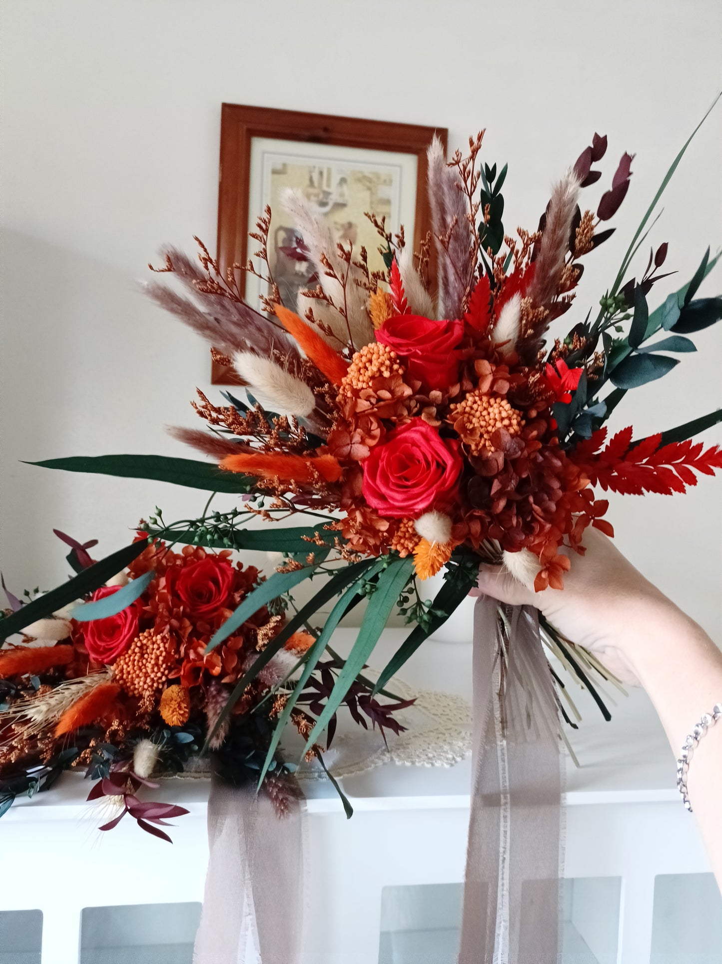 dry flower bouquet wedding, burnt orange bouquet, dry flower bouquet, boho bridal burnt terracotta bouquet, rustic wedding bouquet, bridal dried flower bouquet, bridesmaid dried bridal bouquet