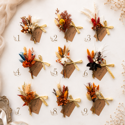 Decorative autumn terracotta flower mini bouquets
