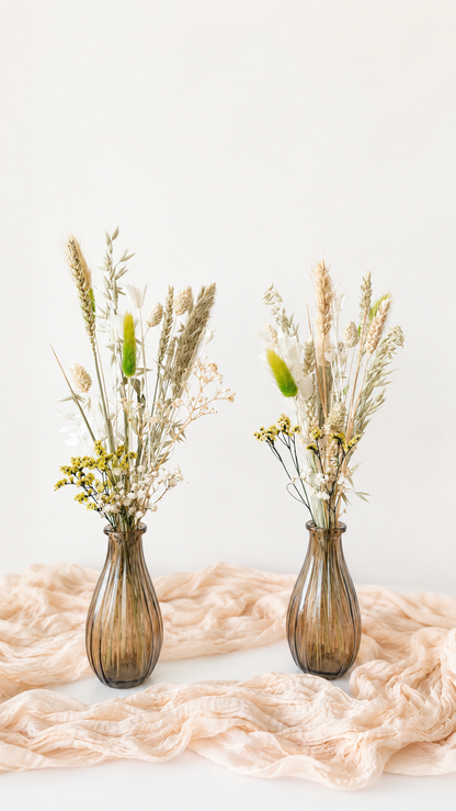 Minimalist dried botanical arrangement with bunny tails, oats and eucalyptus, sold without vase