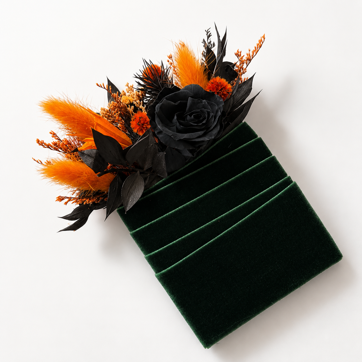 Boho gothic black pocket boutonniere with black rose