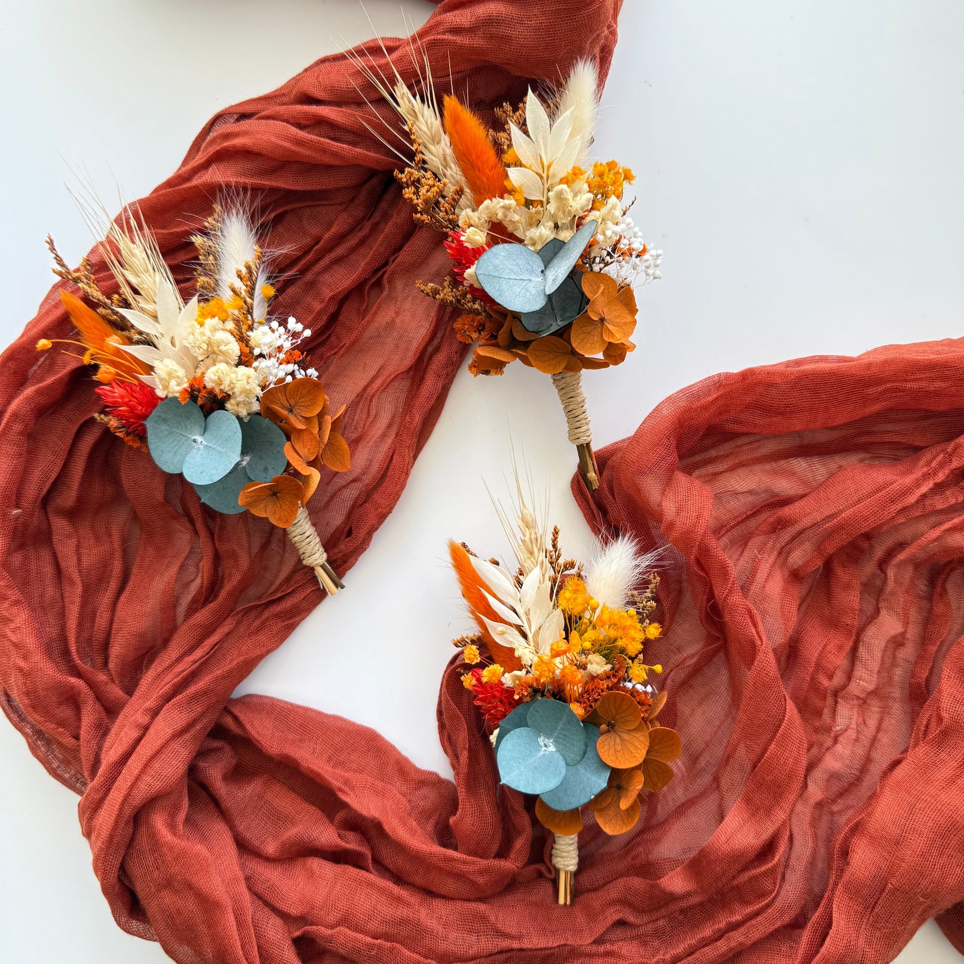 Wedding Pocket Boutonniere Terracotta Groom Boutonnière Square Groomsmen Rust White Burnt Orange Ivory Boutonniere Red Artificial Flowers