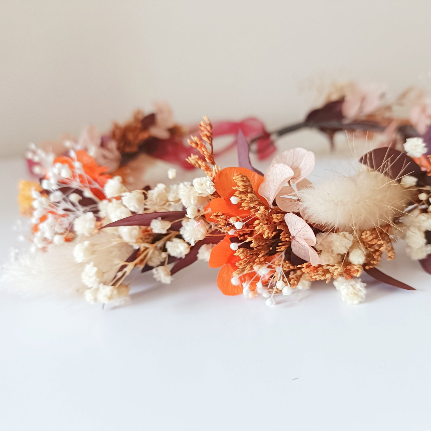 Terracotta dried flower wedding crown Australian bride