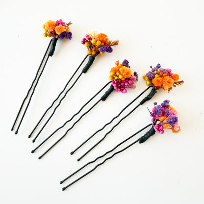 Set of five floral hair pins for bride and bridesmaids