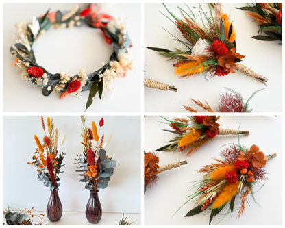 burnt orange flower wedding set