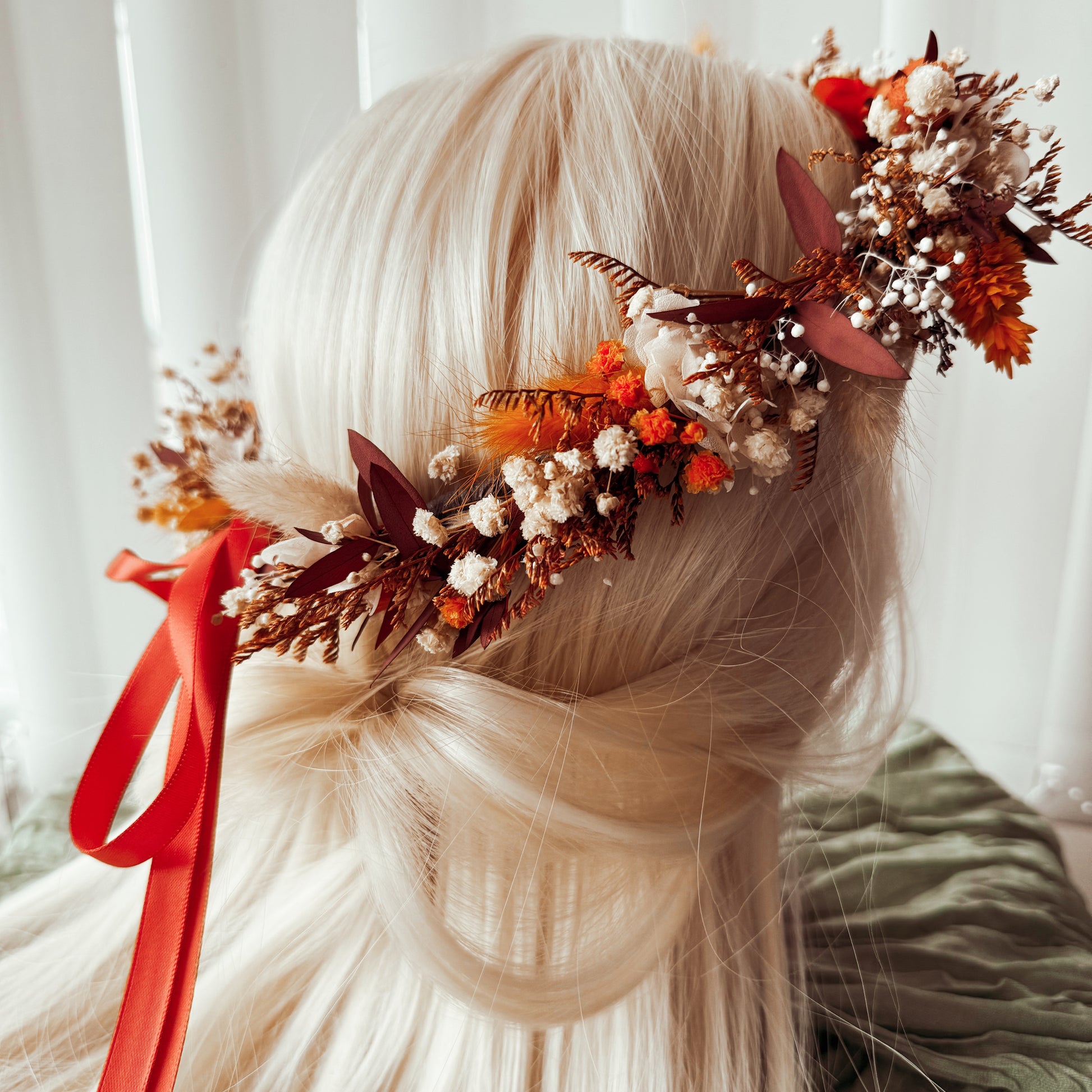 Boho dried burgundy and terracotta flower crown handmade in Australia