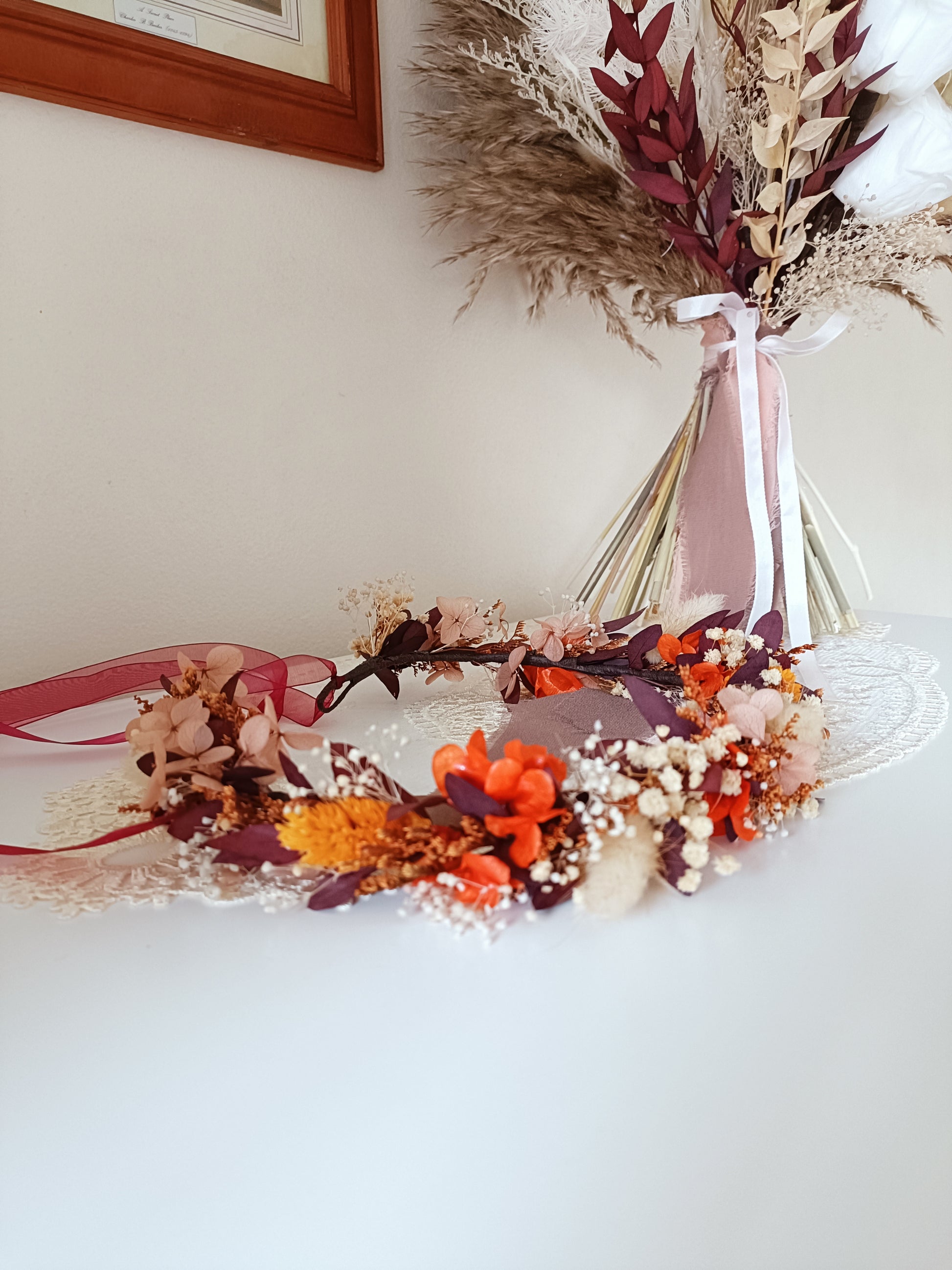 dried floral crown, dried flower headpiece, bridal dried flower crown