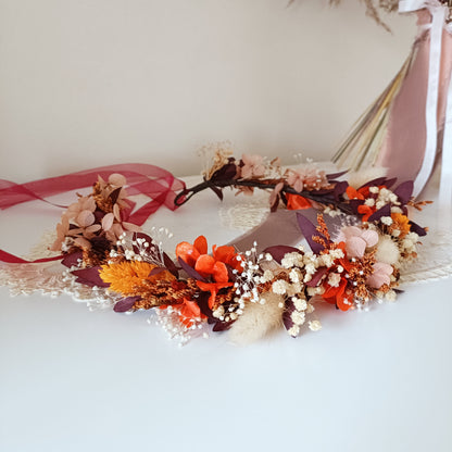 dried floral crown, dried flower headpiece, bridal dried flower crown