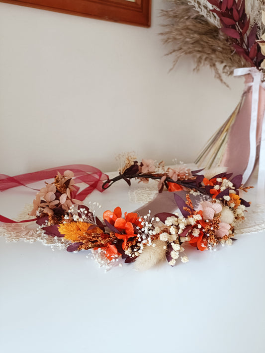 dried floral crown, dried flower headpiece, bridal dried flower crown