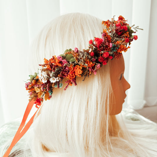 floral headband on the model