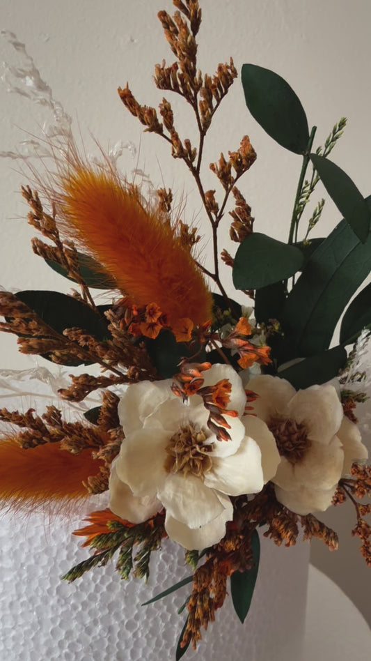 Flower Cake Topper in Terracotta and Green