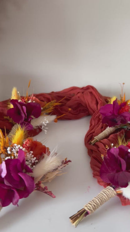 burnt-orange-sunflower-bridal-bouquet-wedding set