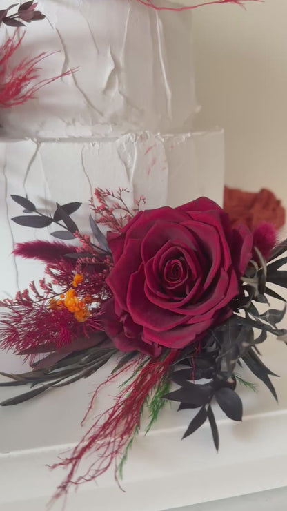 Floral Cake Topper in Black and Burgundy