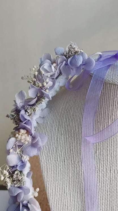 Dried Floral Crown | Purple & Baby Breath