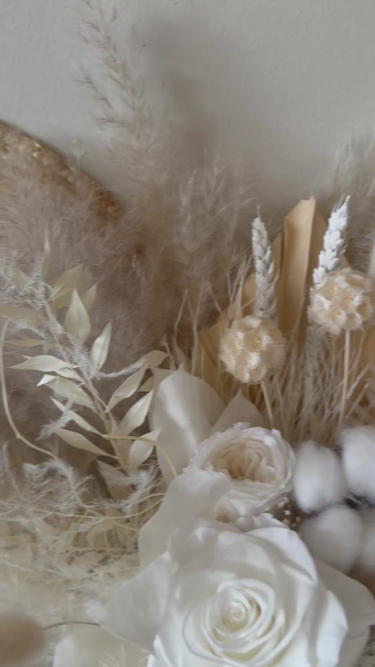 Neutral Dried Flower Bouquet with Cotton, Preserved Wedding Flowers Australia