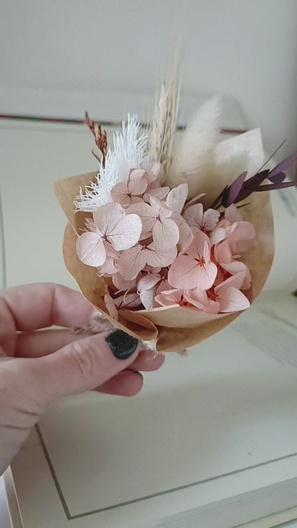 Mini Dried Flower Favors - Rustic Pink & Purple Mini Bouquet