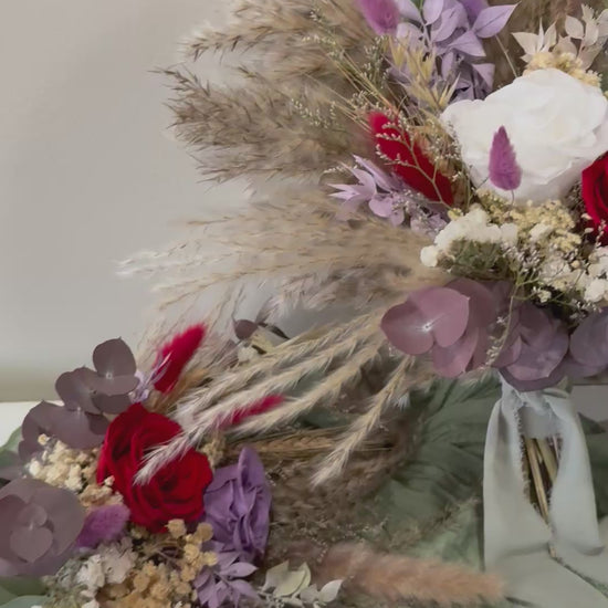 Boho wedding bouquets featuring eucalyptus leaves
