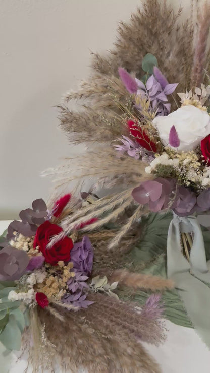Boho wedding bouquets featuring eucalyptus leaves