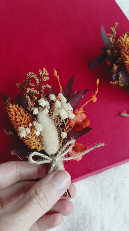 Wedding Boutonniere, Dried Floral Rustic Buttonhole