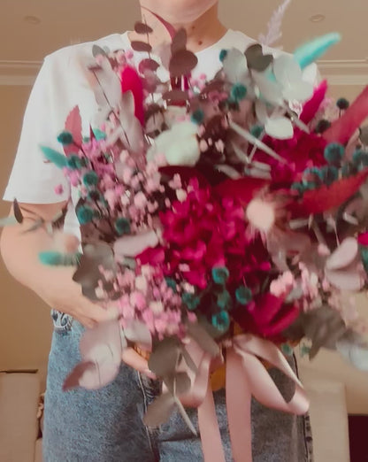 Flower Basket with Purple and Burgundy