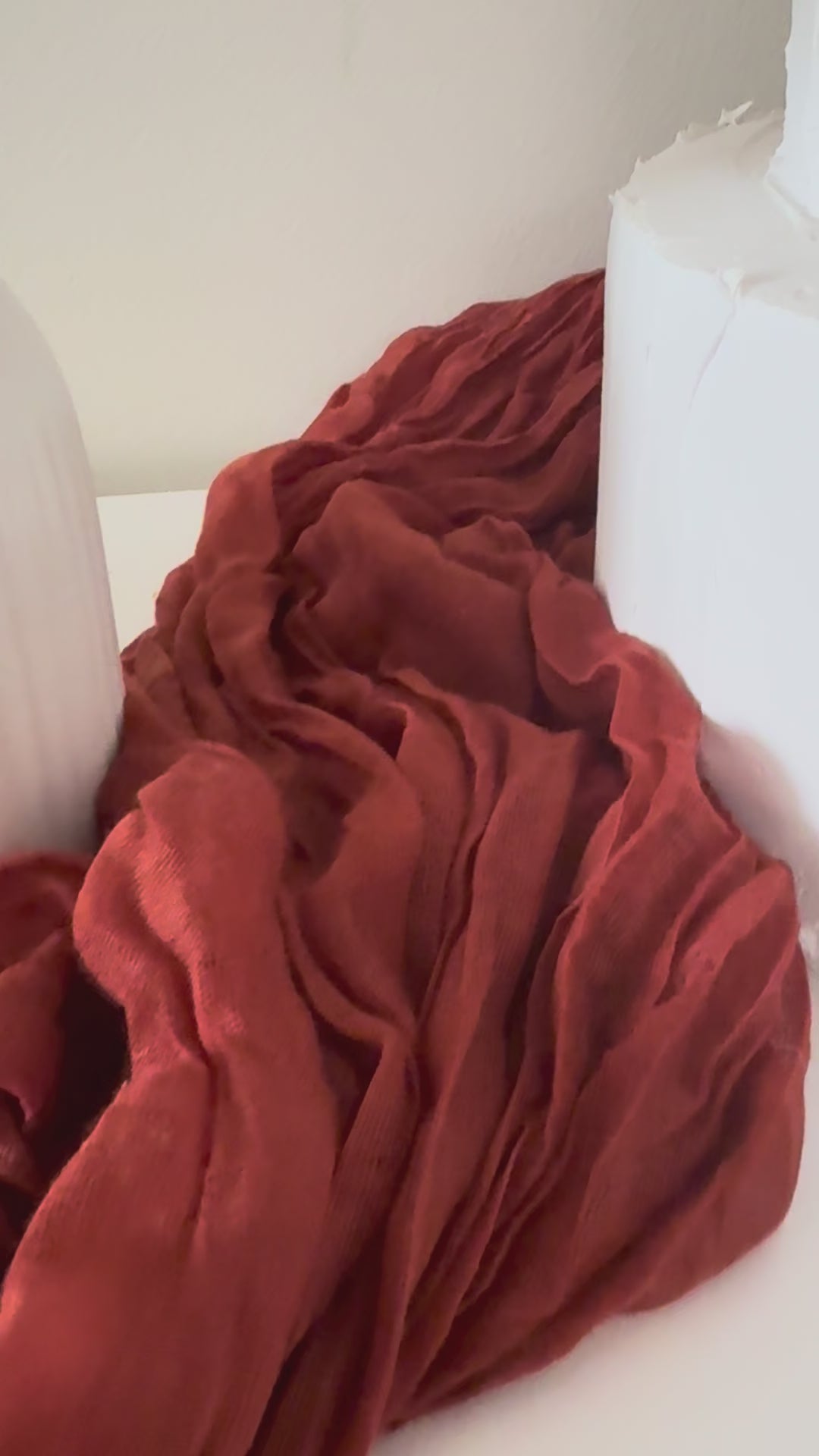 Burgundy dried flower arrangement in brown vase with preserved eucalyptus, banksia, and bunny tails – rustic boho wedding or home décor gift