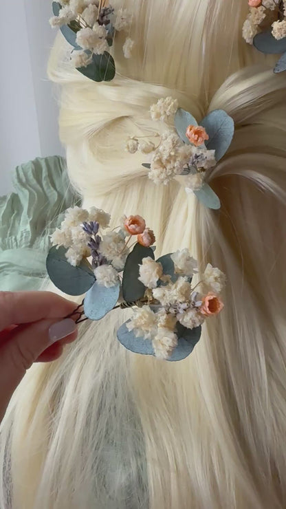 Dried Hair Pins with Eucalyptus & Baby Breath