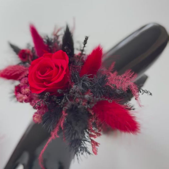 moody wedding corsage