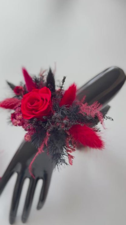 moody wedding corsage