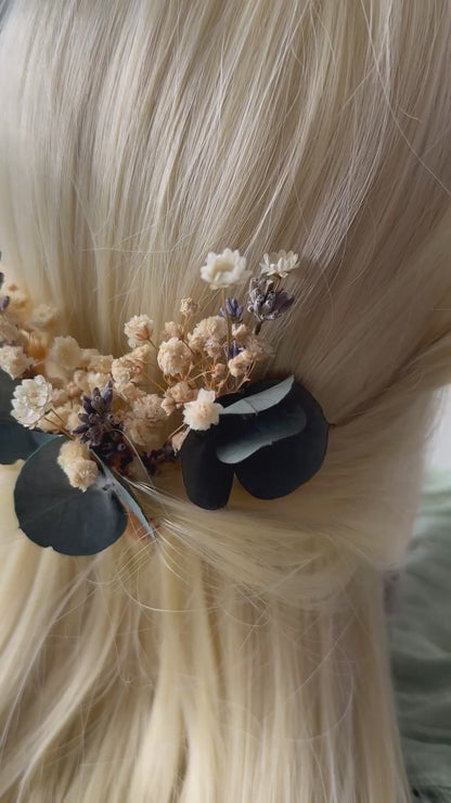 Floral Hair Pins with Eucalyptus & Baby Breath