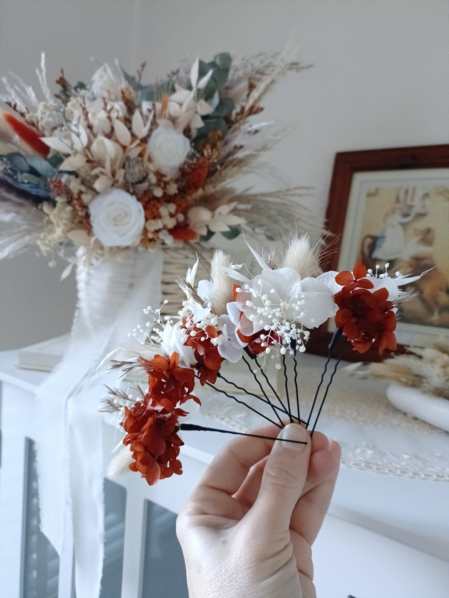 Set 5/10 Terracotta Floral Hair Pins