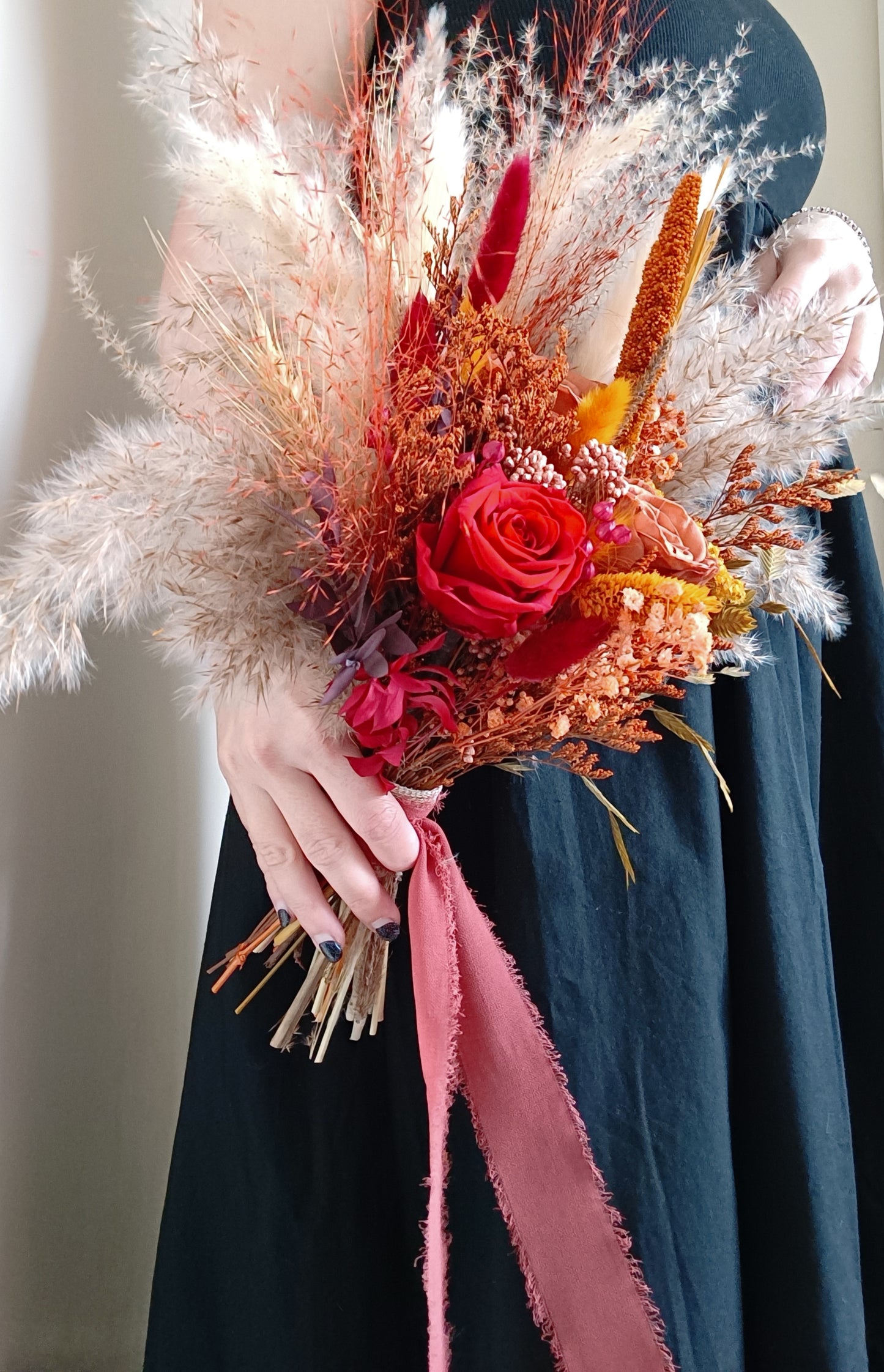 Dried Bridal Bouquet | Rust Orange & Red