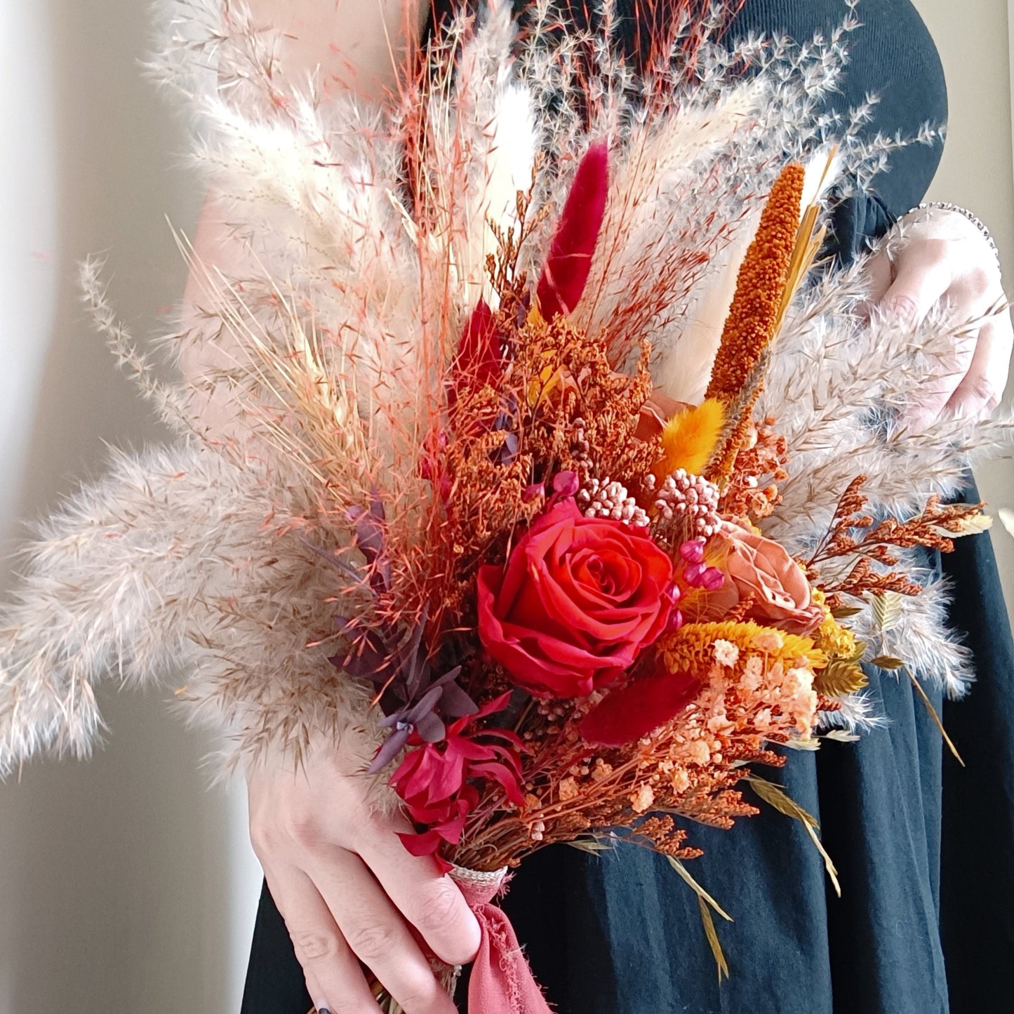 Dried Bridal Bouquet | Rust Orange & Red