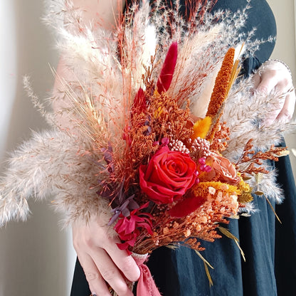 Dried Bridal Bouquet | Rust Orange & Red