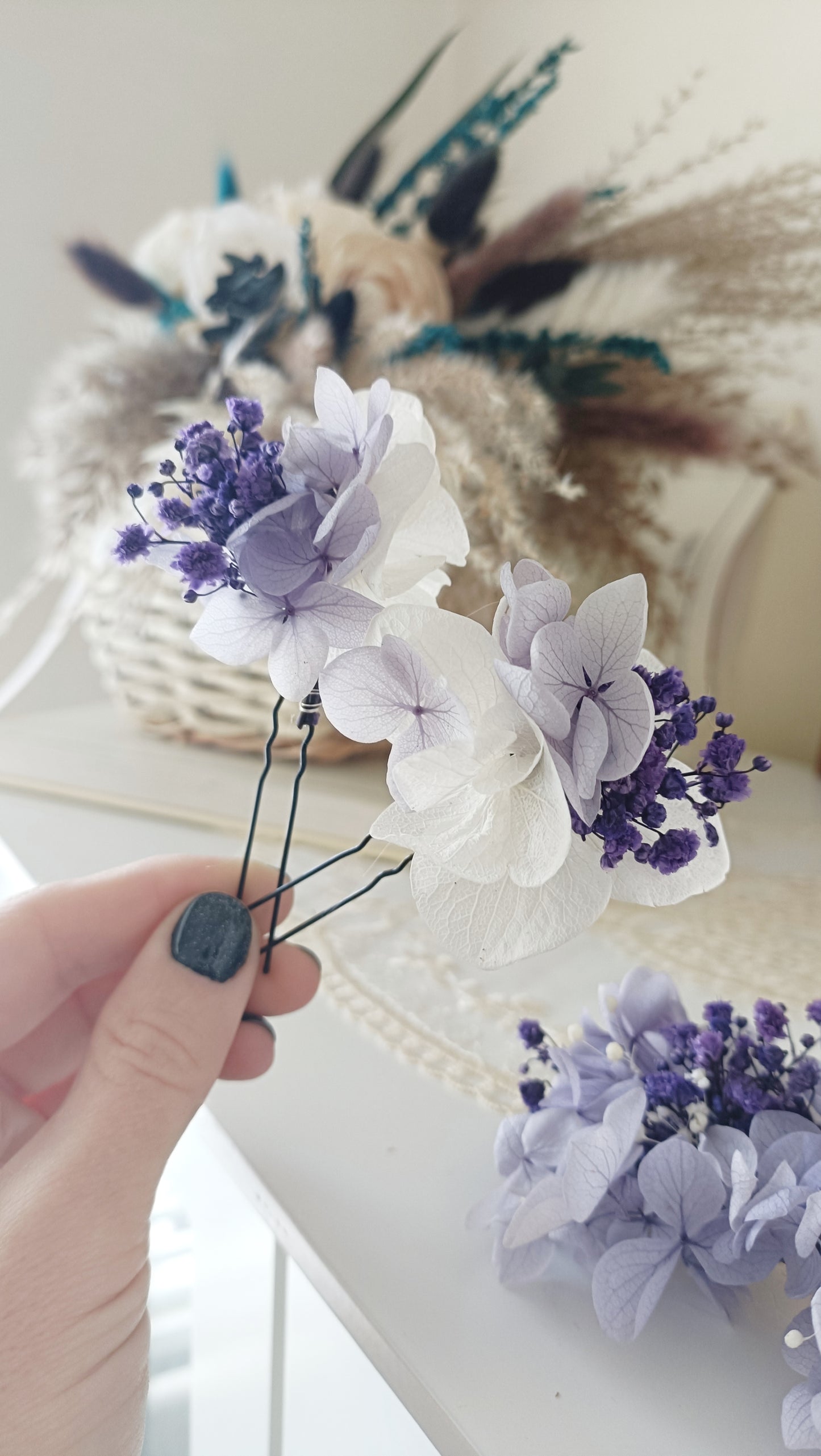 Set of 5/10 Purple Bridal Floral Hair Pin