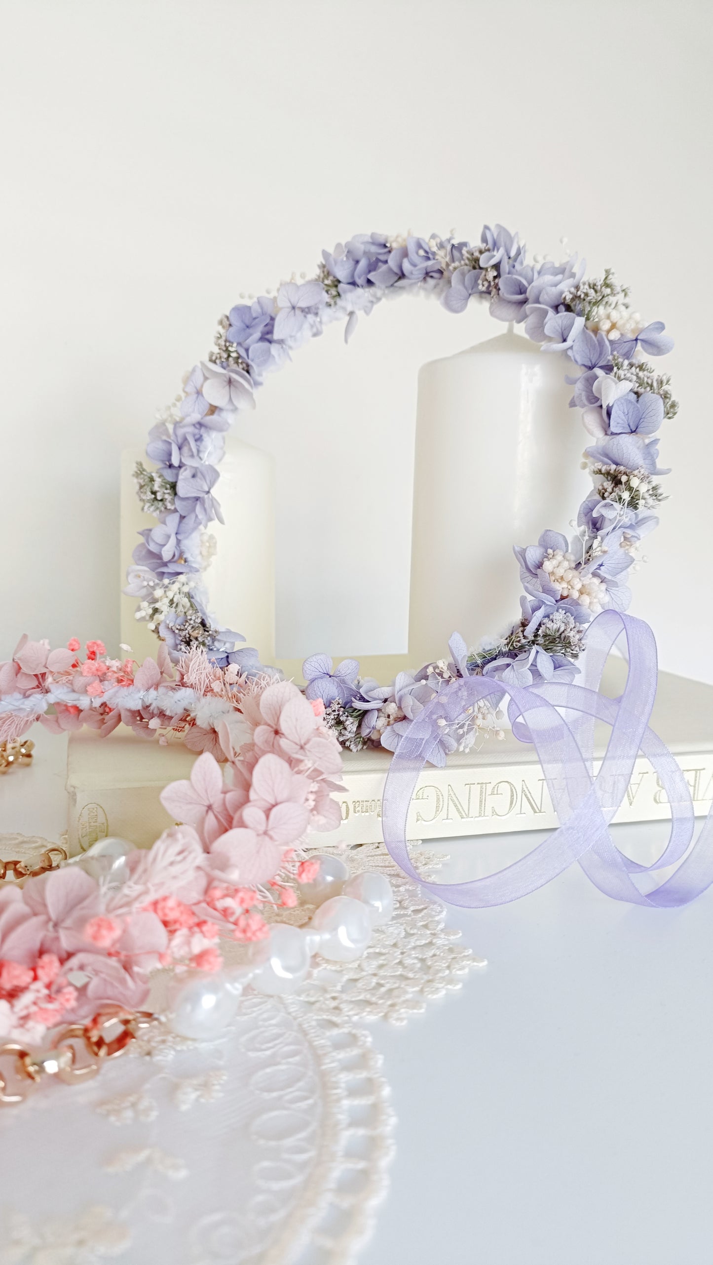 Dried Floral Crown | Pink Baby Breath