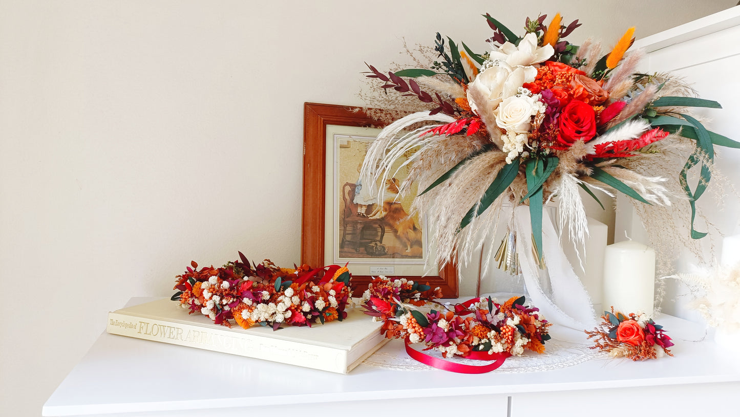 Flower Crown Burnt Orange & Burgundy & Terracotta