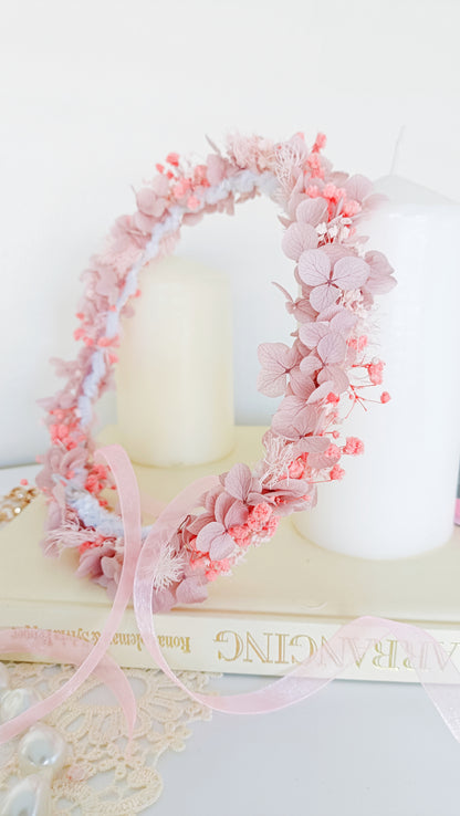 Dried Floral Crown | Pink Baby Breath